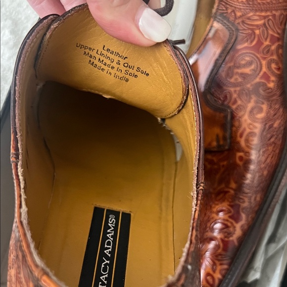 Stacy Adams Men\'s Cognac Patterned Oxfords main image 4